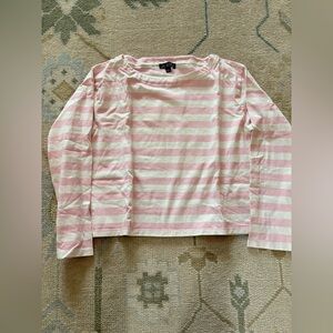 J. Crew Light Pink and White Striped Long Sleeve Boxy Tee